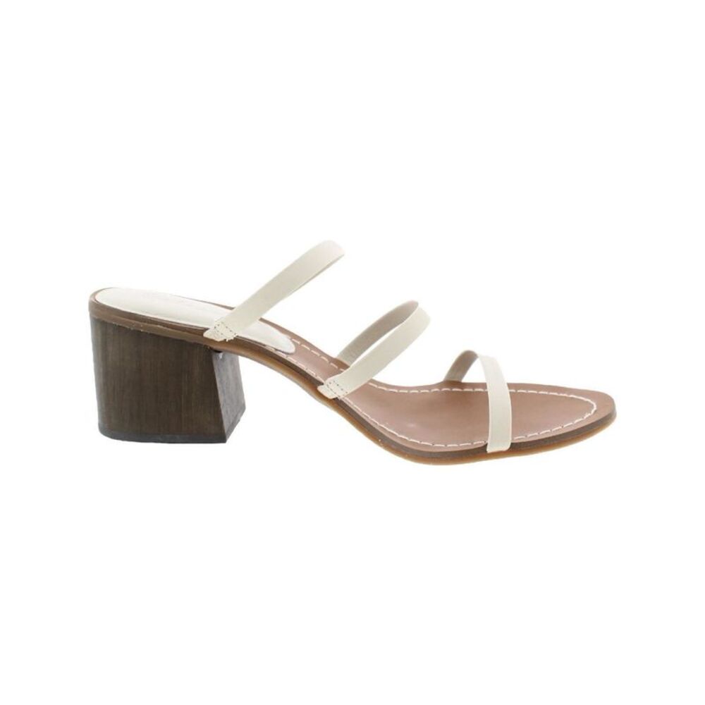 SPLENDID Womens Eggshell Ivory Meli Toe Block Heel Slip On Leather Sandals 6.5 M